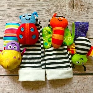 2 Pack Colorful Insect Baby Rattle Socks